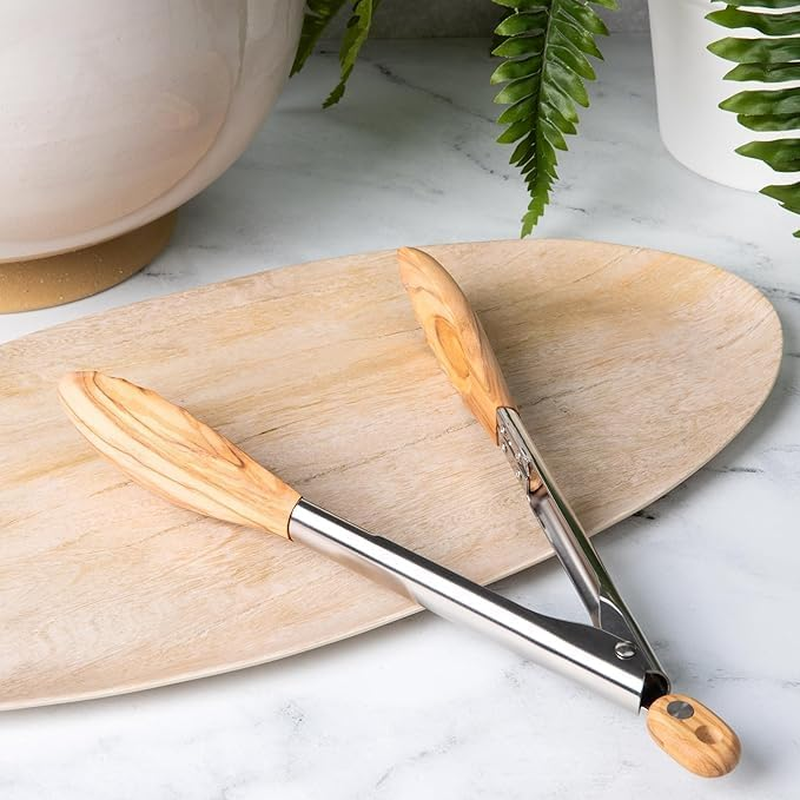 Cooking Tongs (2) Wooden Kitchen Tongs Long Handle with Non-Slip Grip,Wooden Utensil Set for Serving Salad Desserts Flipping Burgers Grilling Etc