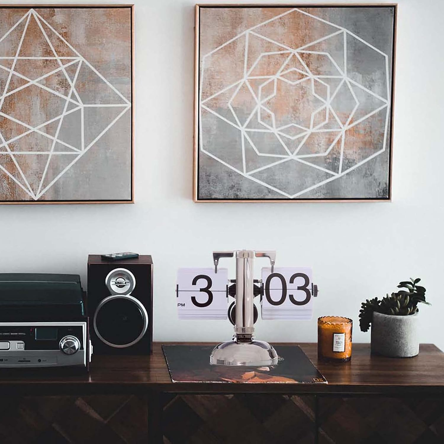 KENJIEY Flip Clock,Retro Flip down Clock Mechanical Digital Flip Desk Clock Internal Gear Operated Flip down Clock Battery Powered for Home Office D&eacute;cor White image number 2