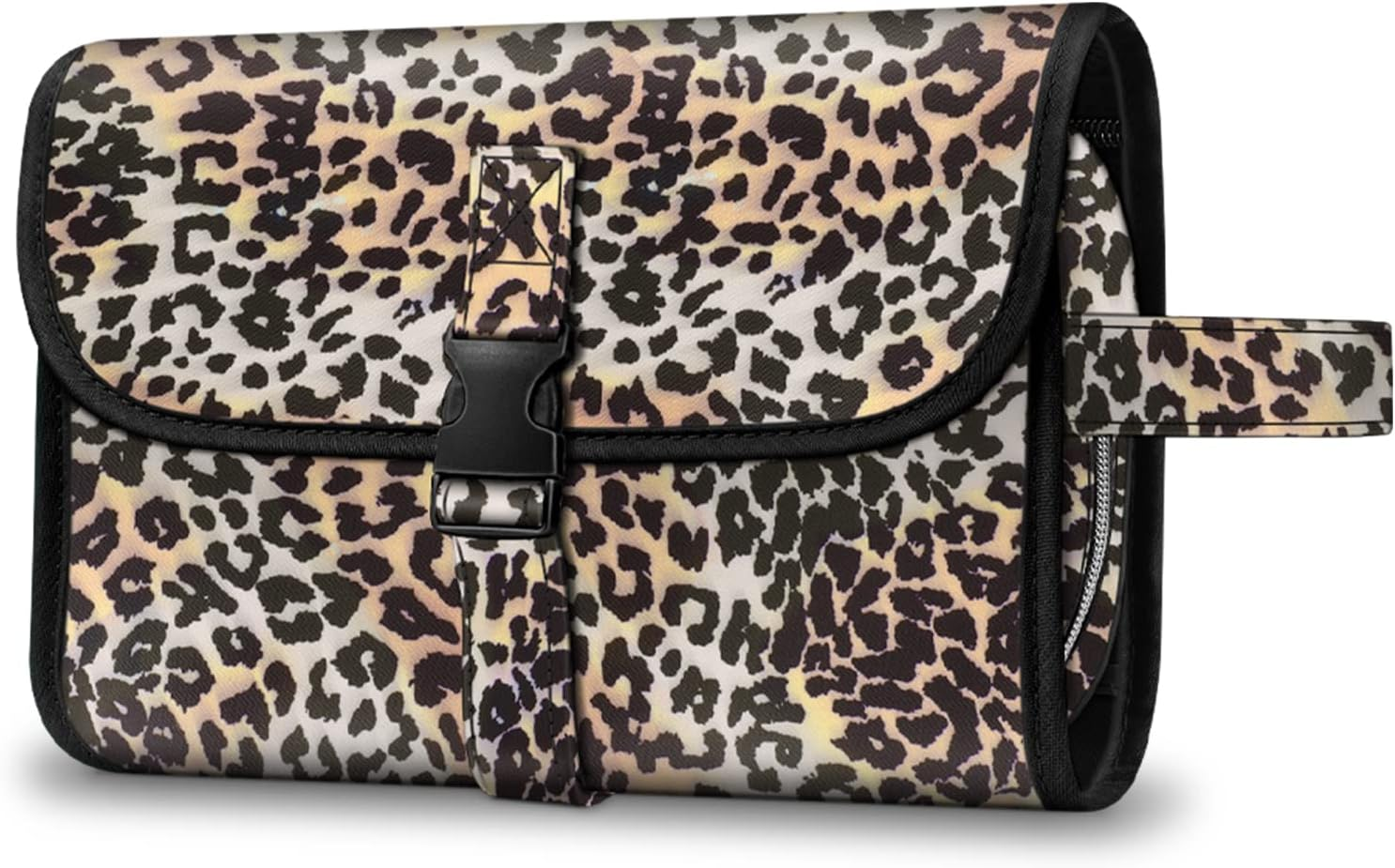 Fintie Portable Toiletry Cosmetic Travel Bag, Large Water Resistant Hanging Makeup Organizer Storage Pouch Case for Women Girls, Leopard, Toiletry Bag