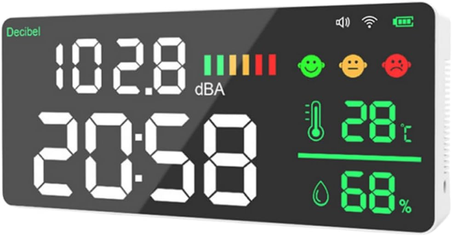 Tuya Wifi Decibel Meter 4In1 Temperature Humidity Decibel Test Alarm Clock 11Inch LED Color Display Tuya Intelligent Linkage APP Control Noise Decibel Meter image number 2