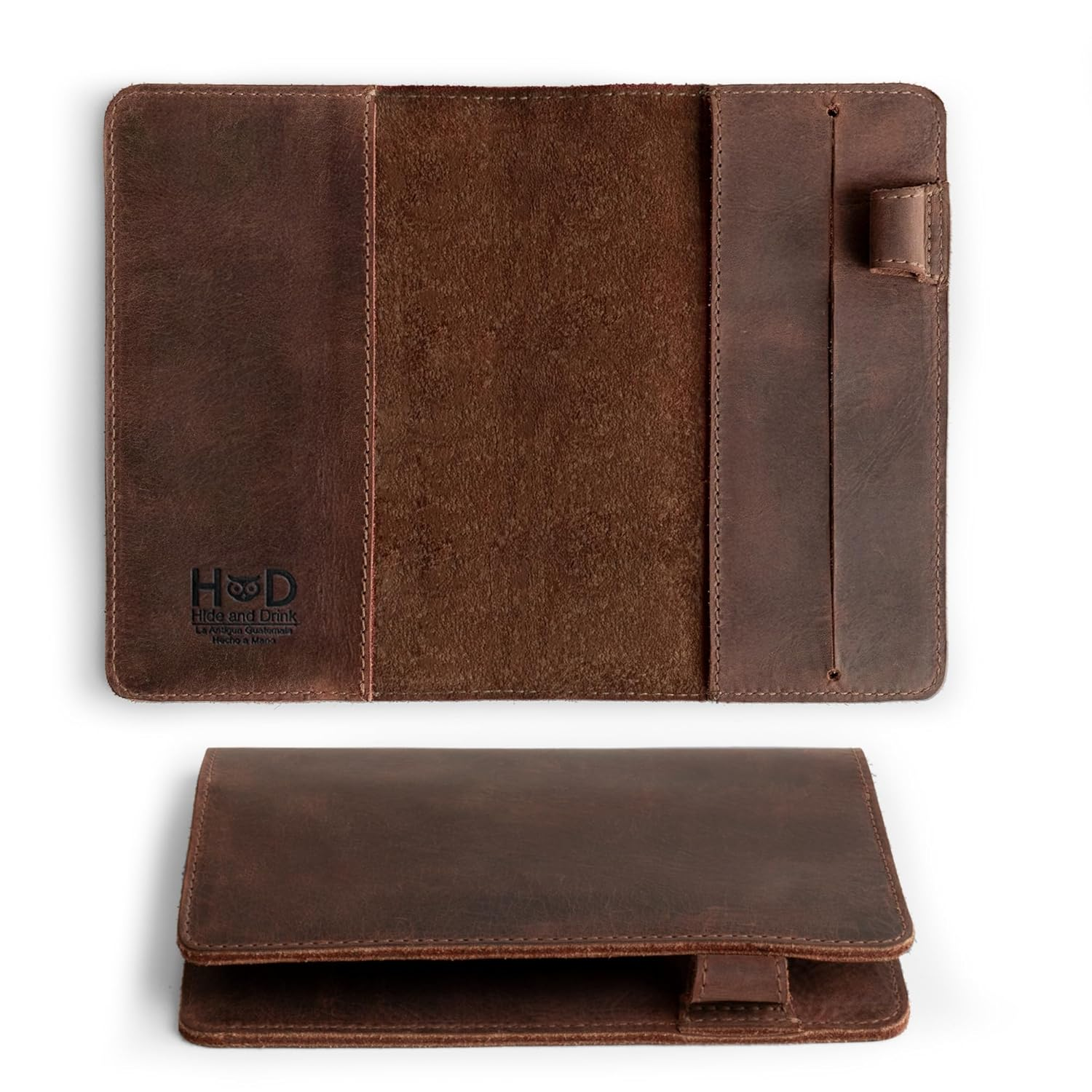 Hide & Drink, Rustic Cover for Leuchtturm A6 Hardcover Notebook (3.6 X 5.9 In. Notebook Not Included) Full Grain Leather, Handmade, Bourbon Brown image number 3