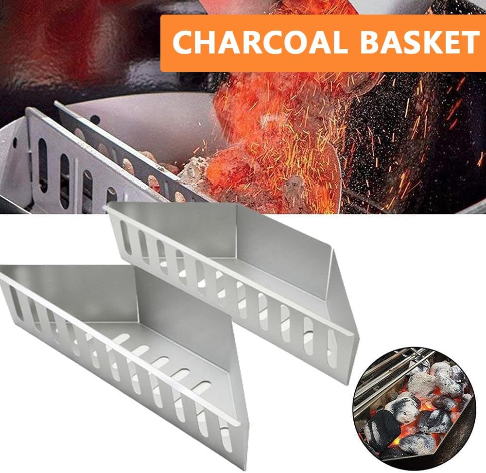 HYAVIA 2 Pack Charcoal Basket for Grill &ndash; Heavy Duty Steel Holder, Even Heat Distribution, Charcoal Saver for BBQ, Compatible with Kettles, Steaks, Fish, Veggies image number 6