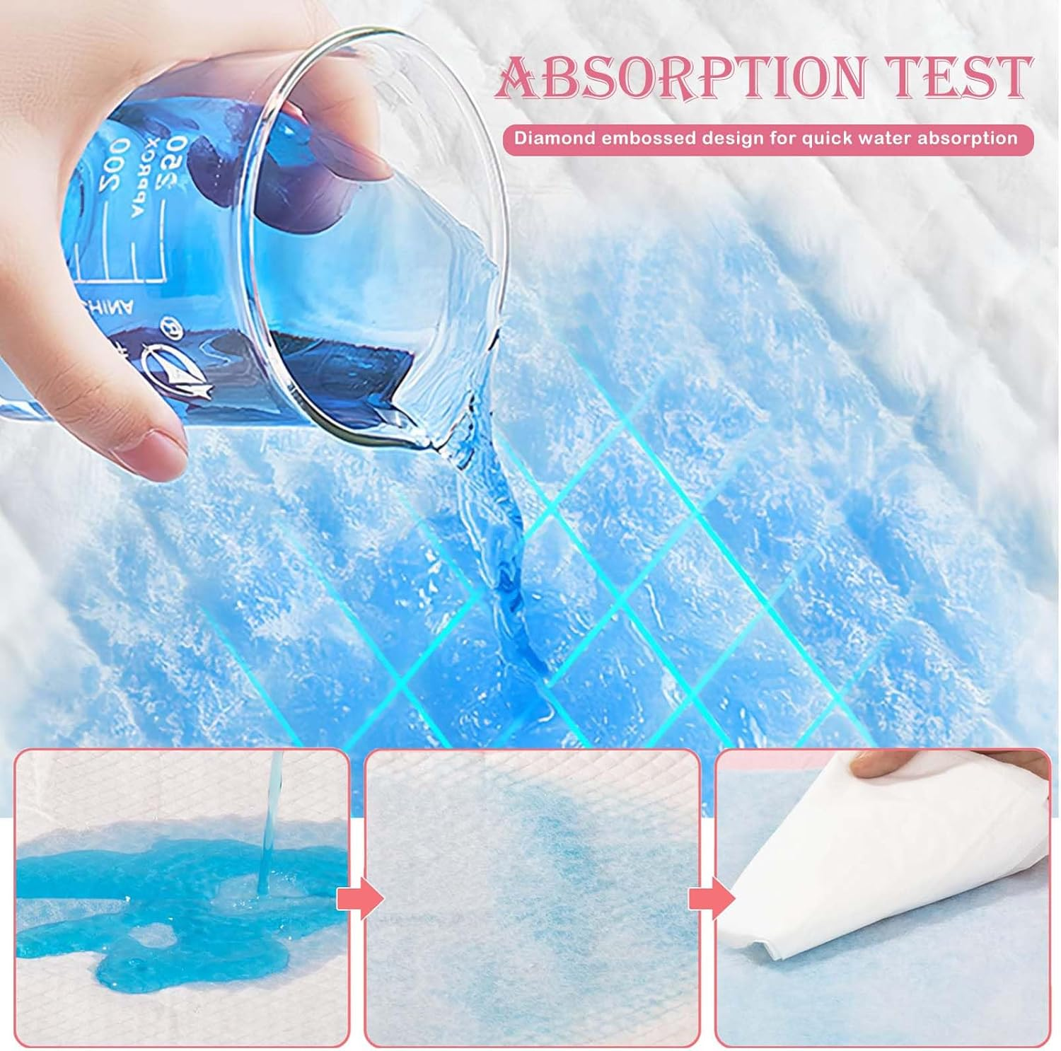 100Pcs Pet Training Pads 60*60Cm Leak-Proof and Super Absorbent Dog Pee Pads, Disposable Fast Drying Pee Mats for Pets Dogs, Cats, Rabbits image number 4