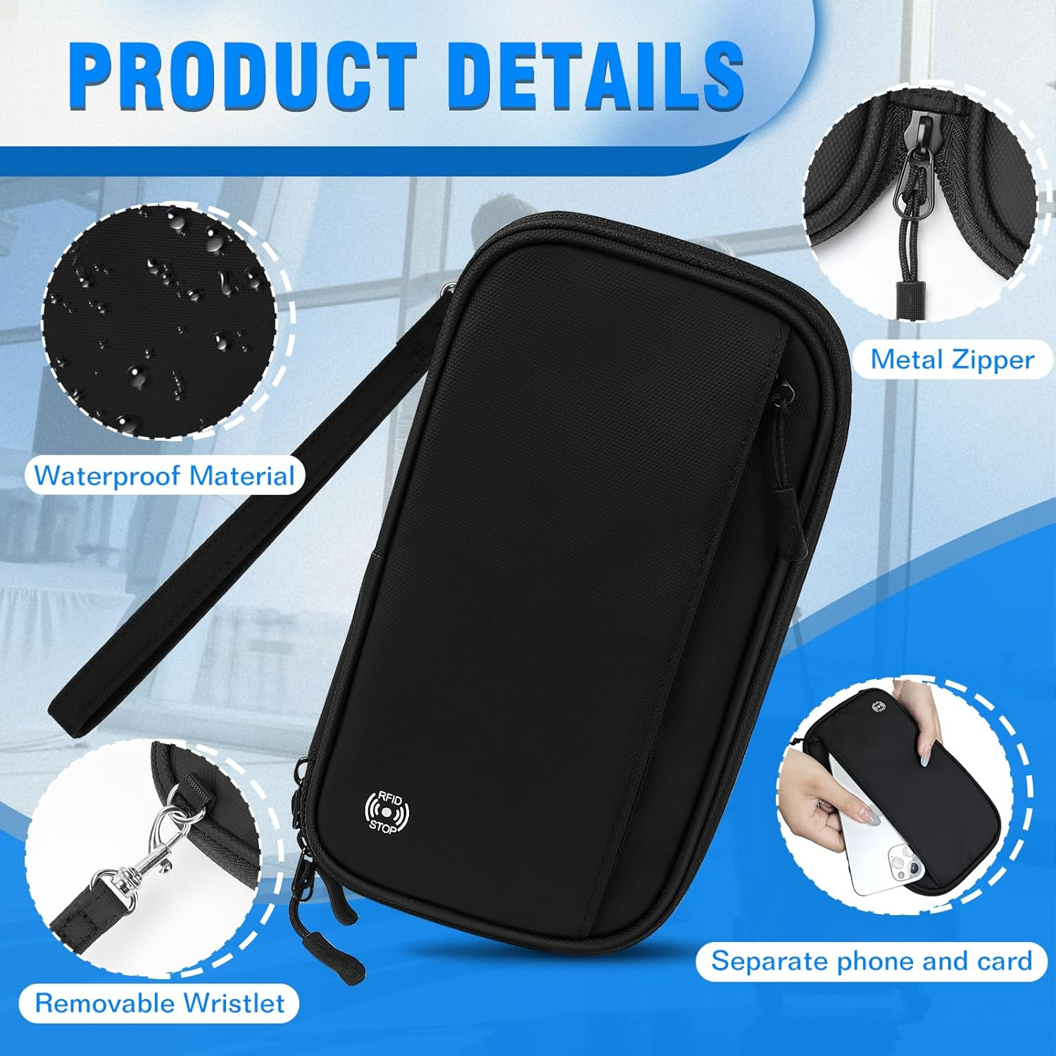 Milifox RFID Travel Passport Wallet, Family Passport Holder，Waterproof Large Capacity,Document Organiser for Cards, Flight Tickets, Wallet for Women Men image number 3