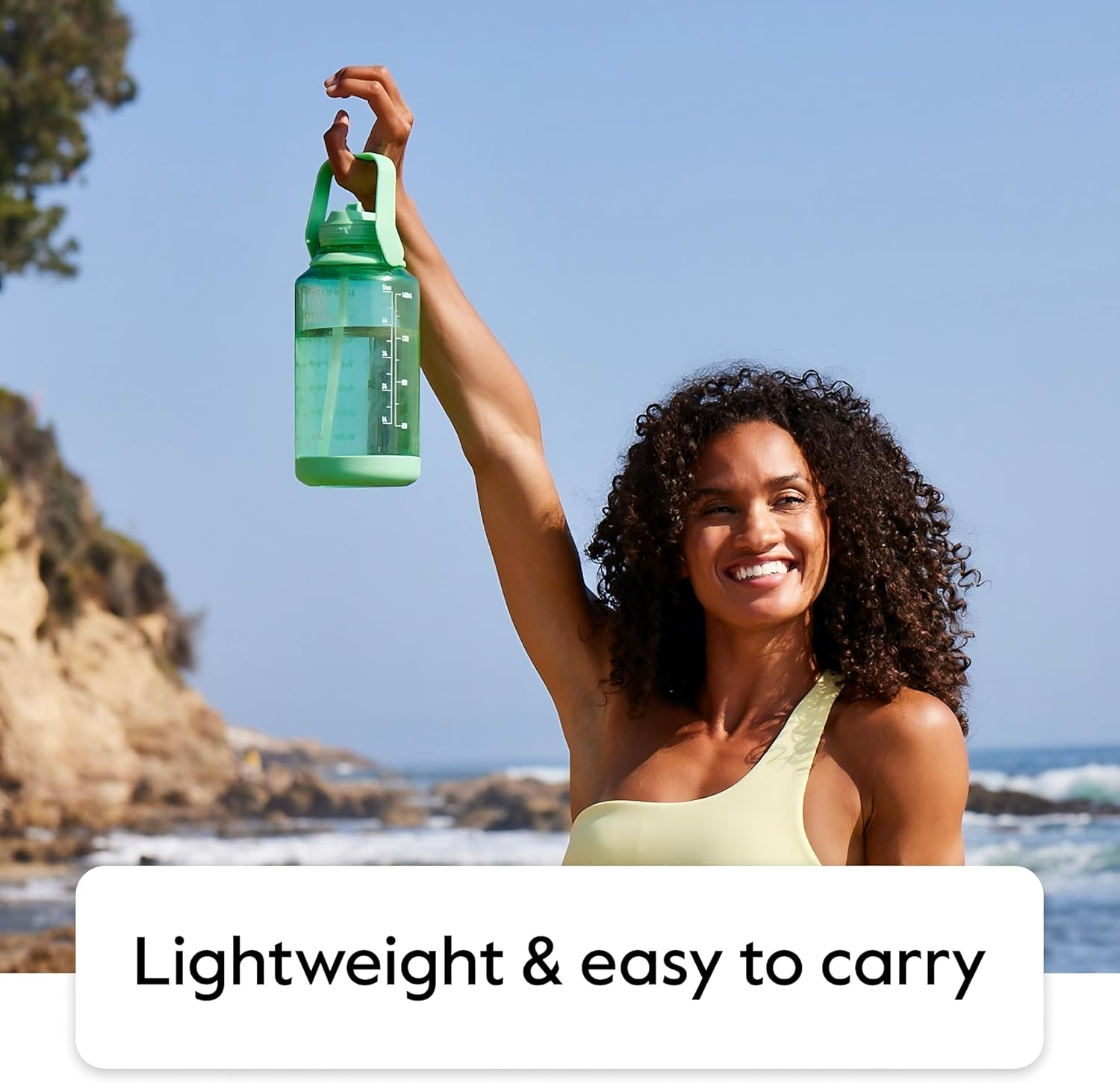 Takeya 64 Oz Motivational Water Bottle with Straw Lid with Time Marker, Half Gallon, Premium Quality BPA Free Tritan Plastic, Cloud White image number 4