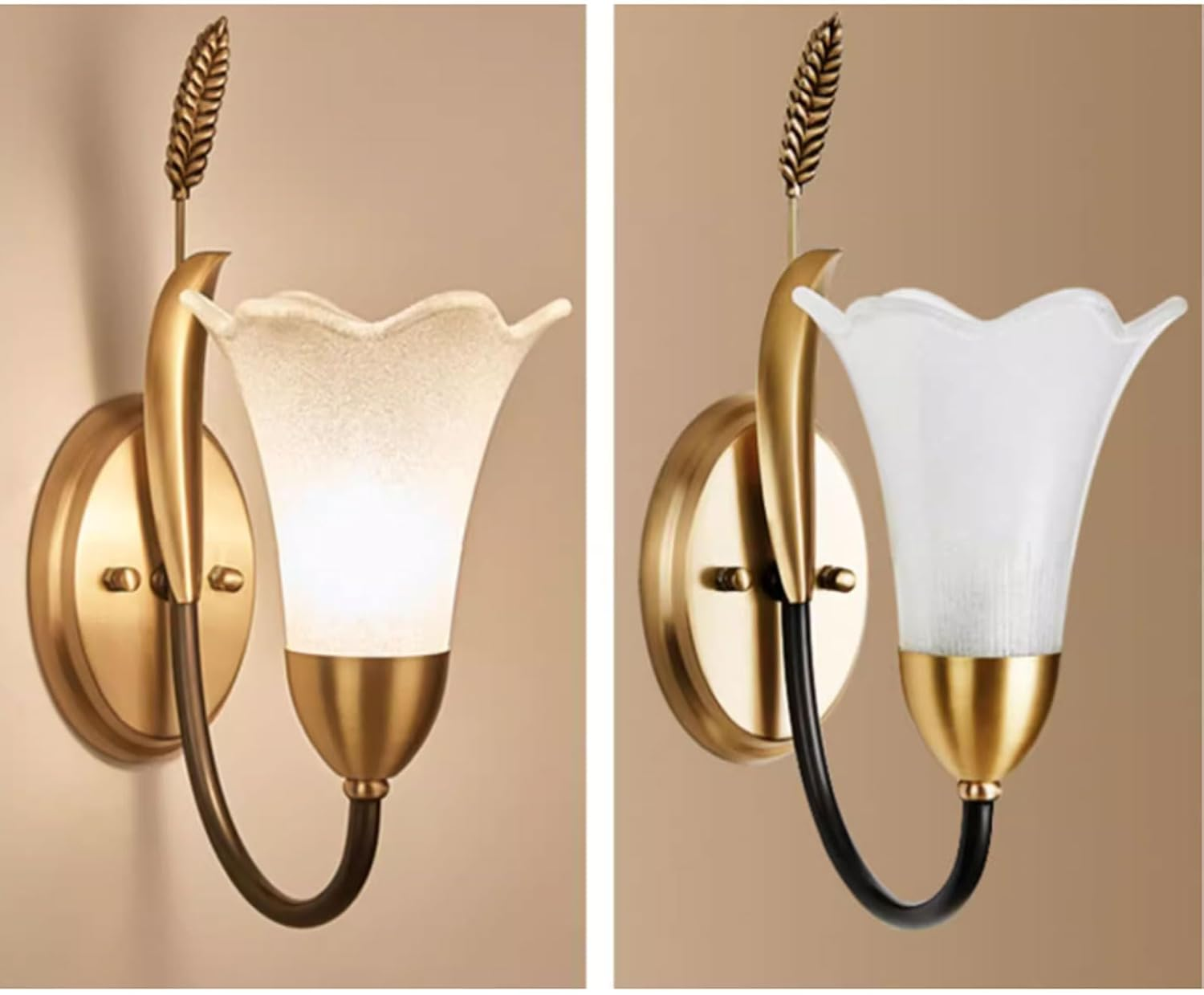 Wall Sconce Light Home Entrance Glass Shade Lighting Fixtures Vintage Brass Bathroom Vanity Wall Lamp with E14*1 Light Wall Lighting image number 1