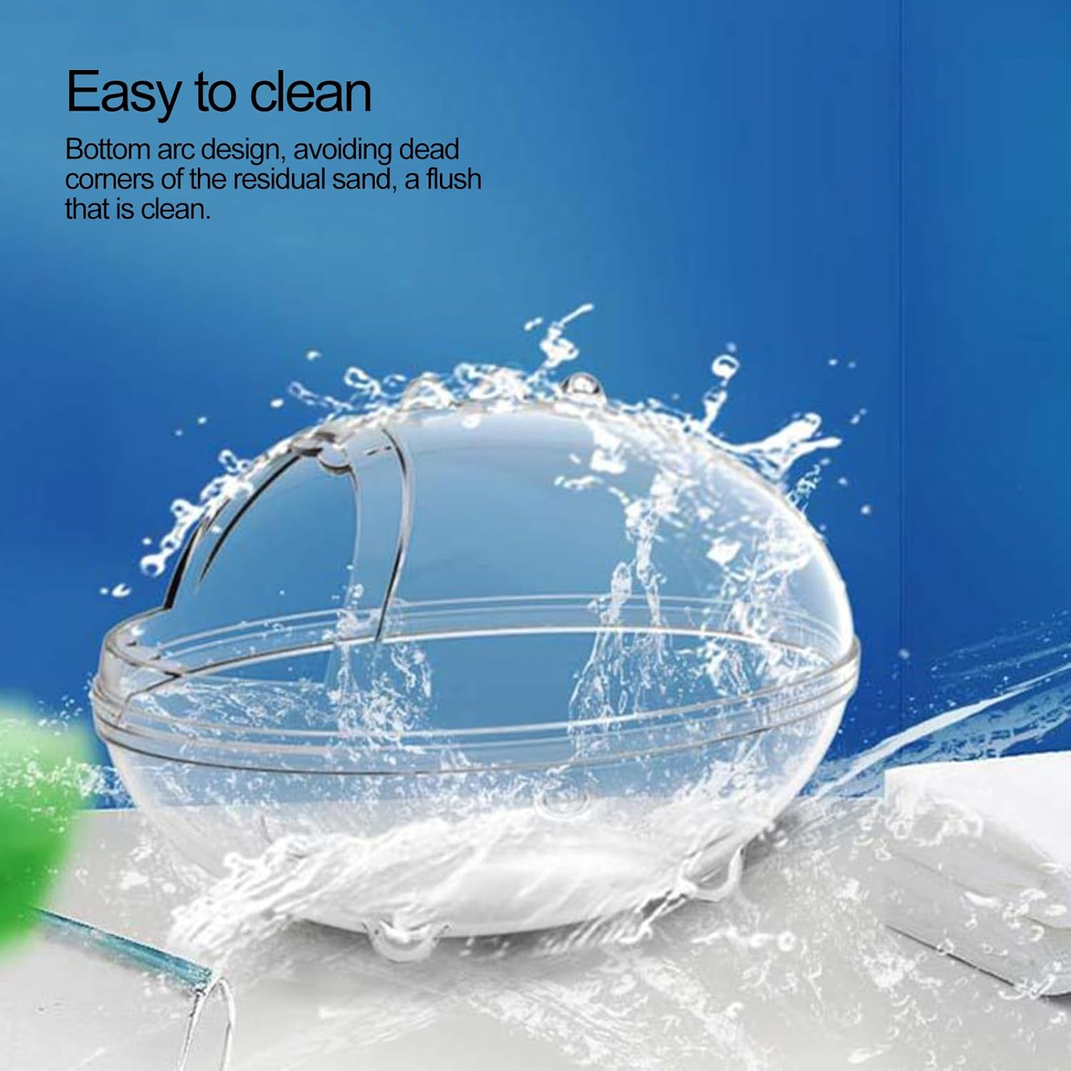 Sand Bath Box - Hamster Bed Sand Bath Box | Washroom Hamster Container | Transparent Small Pet Cleaning Container | Big Size Bathing Accessories | Washable Washroom for Gerbils Mice image number 4