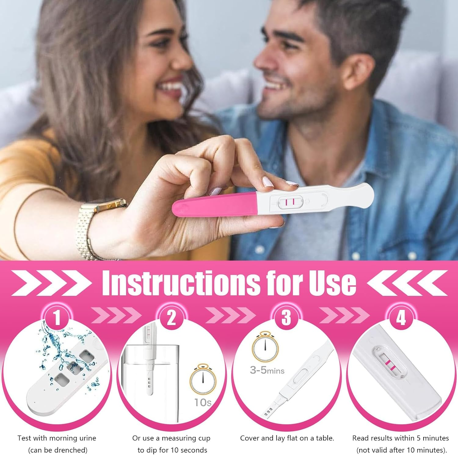 Pregnancy Tests Stick, 5 Pack Early Detection HCG Tests, Midstream Pregnancy Test, Easy to Use, Accurate Sensitive, Rapid Result (5 Pack ）