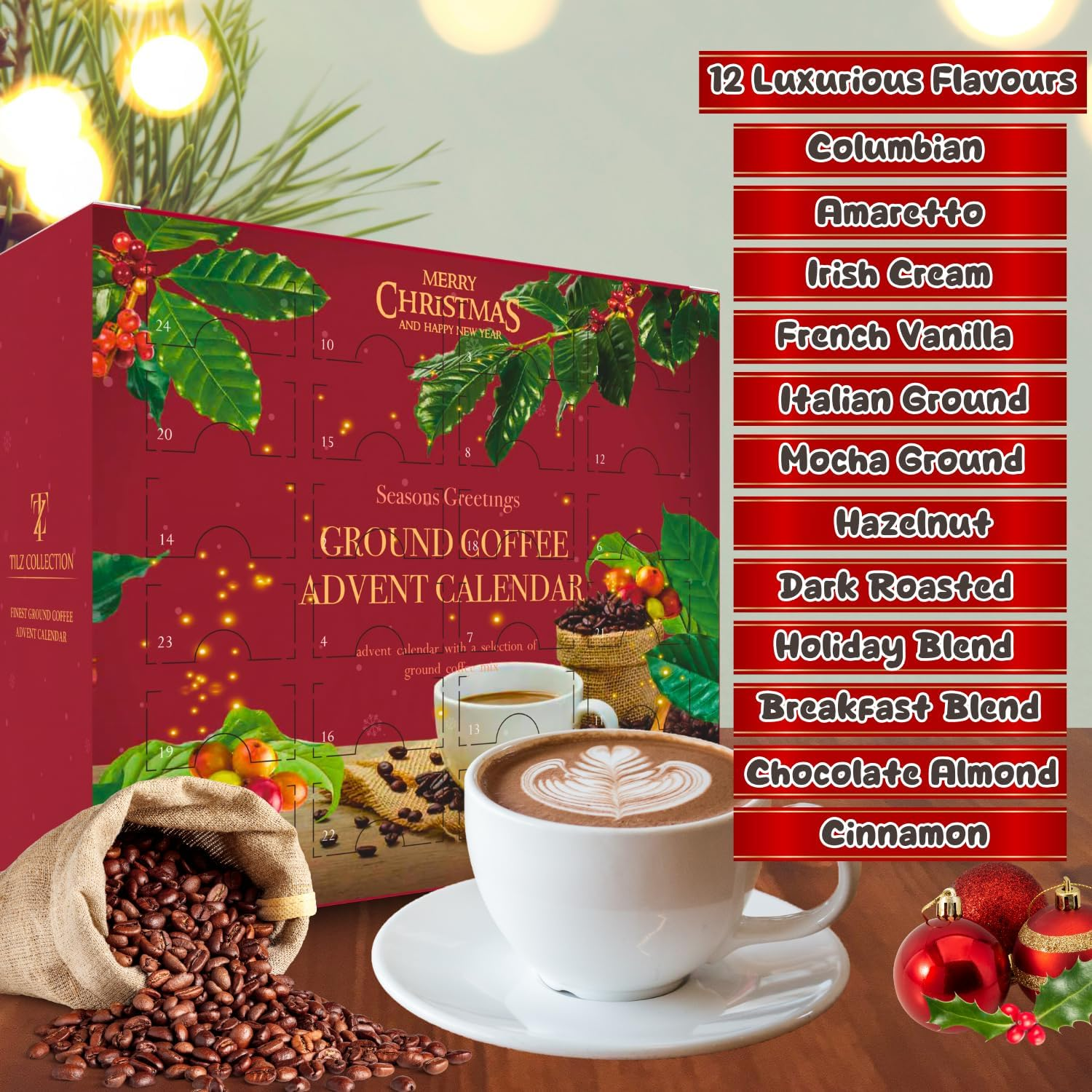 Coffee Advent Calendar 2024-24 Premium Gourmet Coffee Ground Beans Various Flavours Gifts for Coffee Lovers Men Women Unique Advent Calendar image number 3
