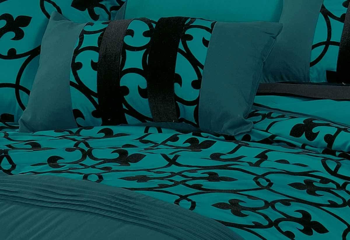 Double Size Teal Green Quilt Cover Set, Super Soft 3Pcs Pintucking Doona Cover Set (Double Size)