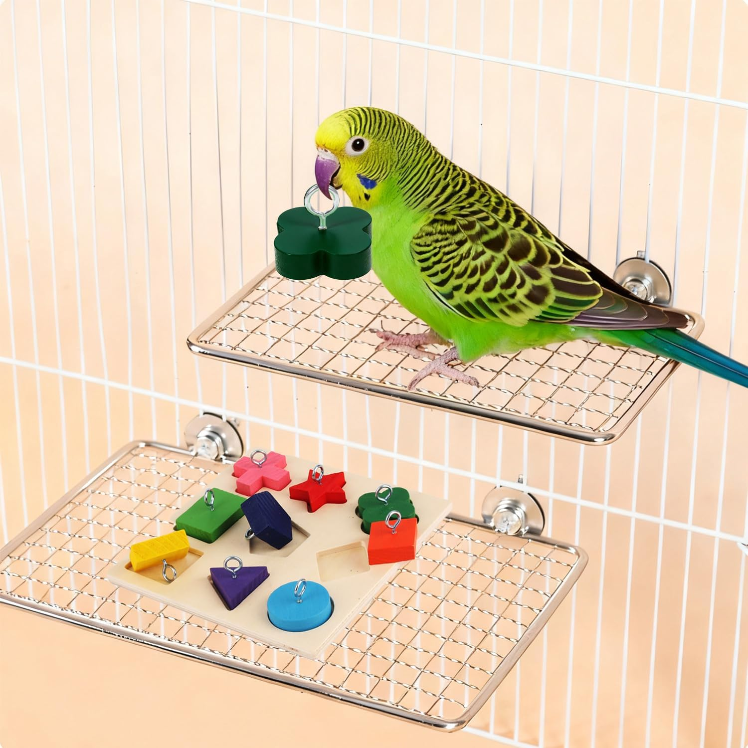 Bird Intelligence Training Toy Color Parrot Educational Toys Parrot Interactive Training Toys Wooden Block Birds Puzzle (5.9In &times; 5.9In) image number 6