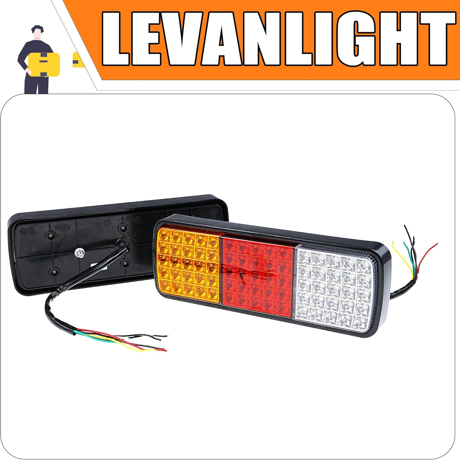 LEVANLIGHT 2Pcs 75 LED Tail Lights Stop Reverse Indicator Heavy Duty Tail Lights Stop, Brake, Reverse & Turn Signals for Ute, Trailer, Caravan, Truck, Boat (12V Waterproof, Easy Install) image number 4