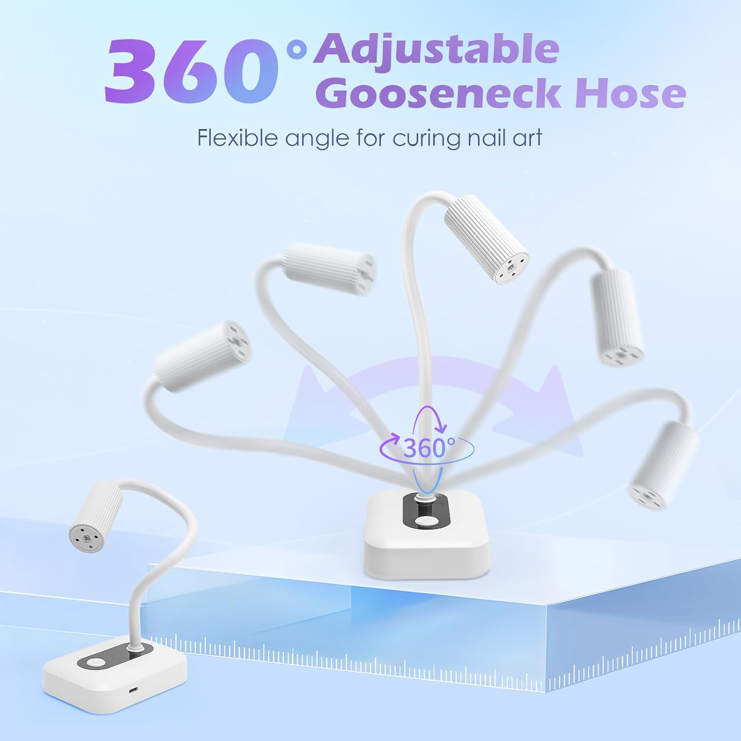 Rechargeable UV LED Nail Lamp - Cordless Nail Lamp with Auto Sensor, 360&deg; Adjustable Gooseneck Design with 3 Timer, Suitable for Salon Home Travel Manicure Use, White