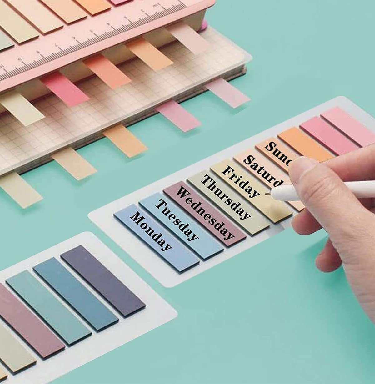 3Pack 600Pcs(10Colors&200Pcs/Pack) Sticky Tabs,Transparent Sticky Notes,Morandi Book Page Tabs Index Tabs, Writable Flag Tabs Stickers for Reading Notes, Sticky Note Tabs image number 2