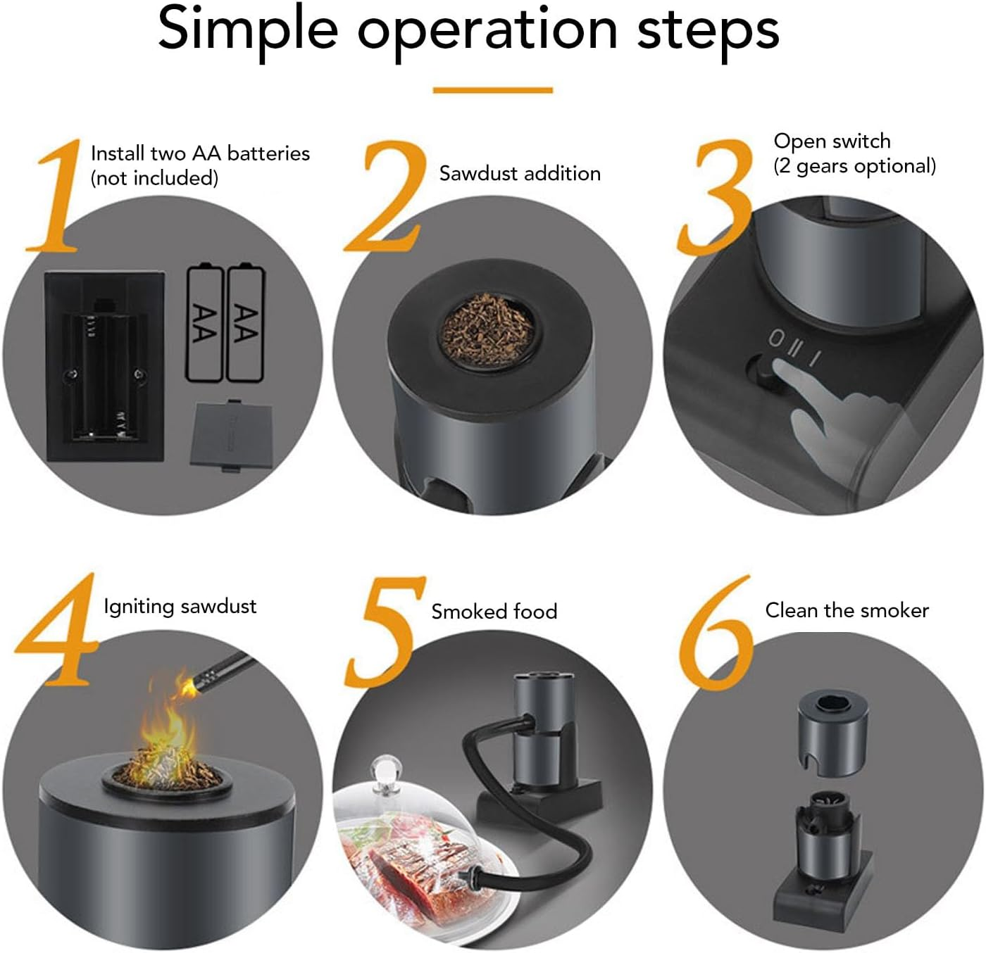 Smoking Gun, 2 Gear Adjustable Portable Handheld Cocktail Smoker Battery Powered Mini Food Smoker Infuser Kit with Nozzle Hose Brush Filter Mesh for Cocktails BBQ Cheese image number 1