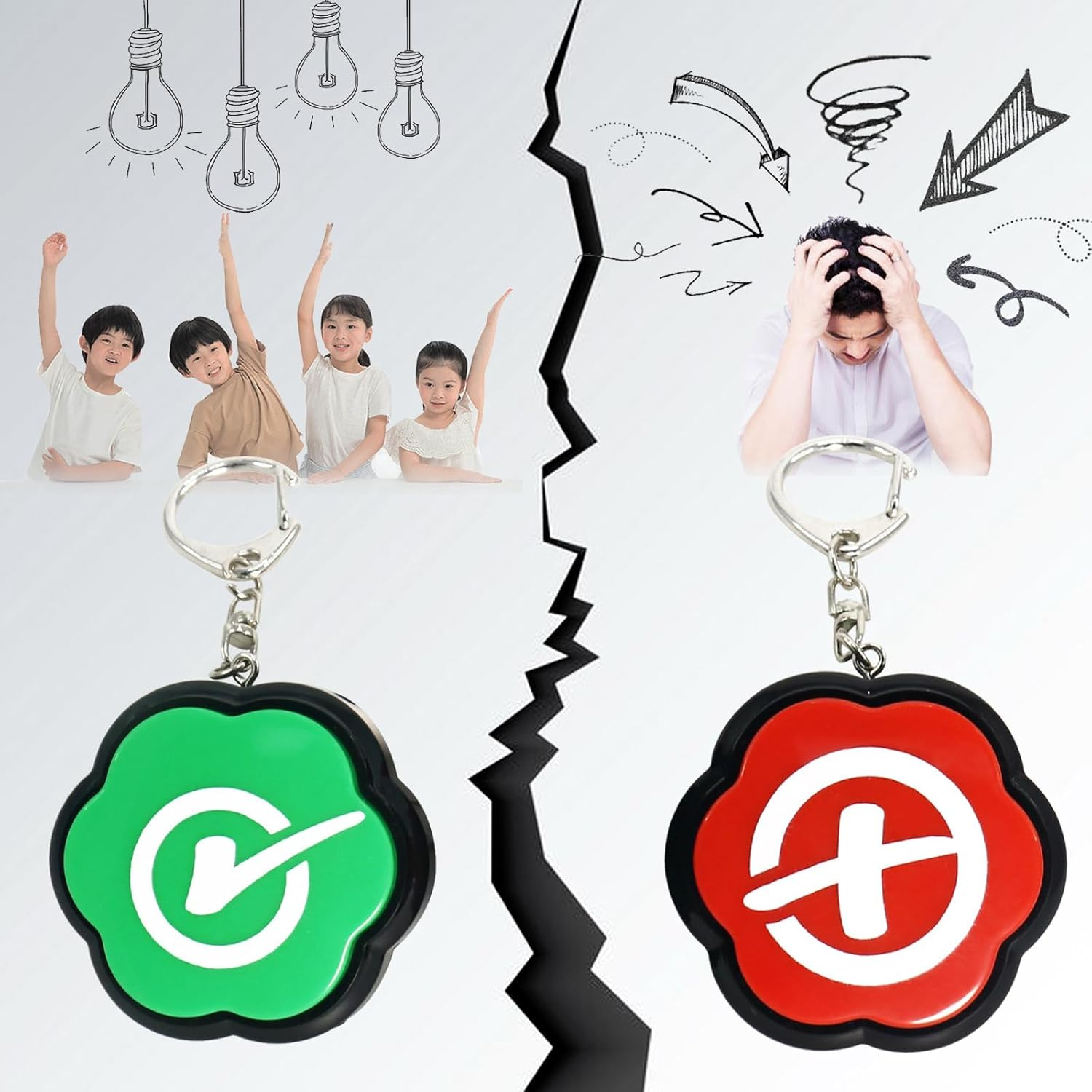 Portable Keychain Yes & No Buzzer Buttons with Sound, Answer Buzzers Set of 2, Buzzers for Game Show image number 3