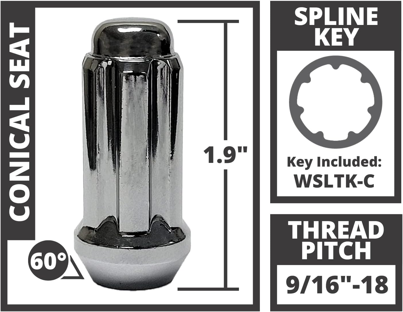 West Coast Accessories W5896ST 9/16" Spline Closed End Wheel Truck Lug Nut Installation Kit - 8 Lug image number 4