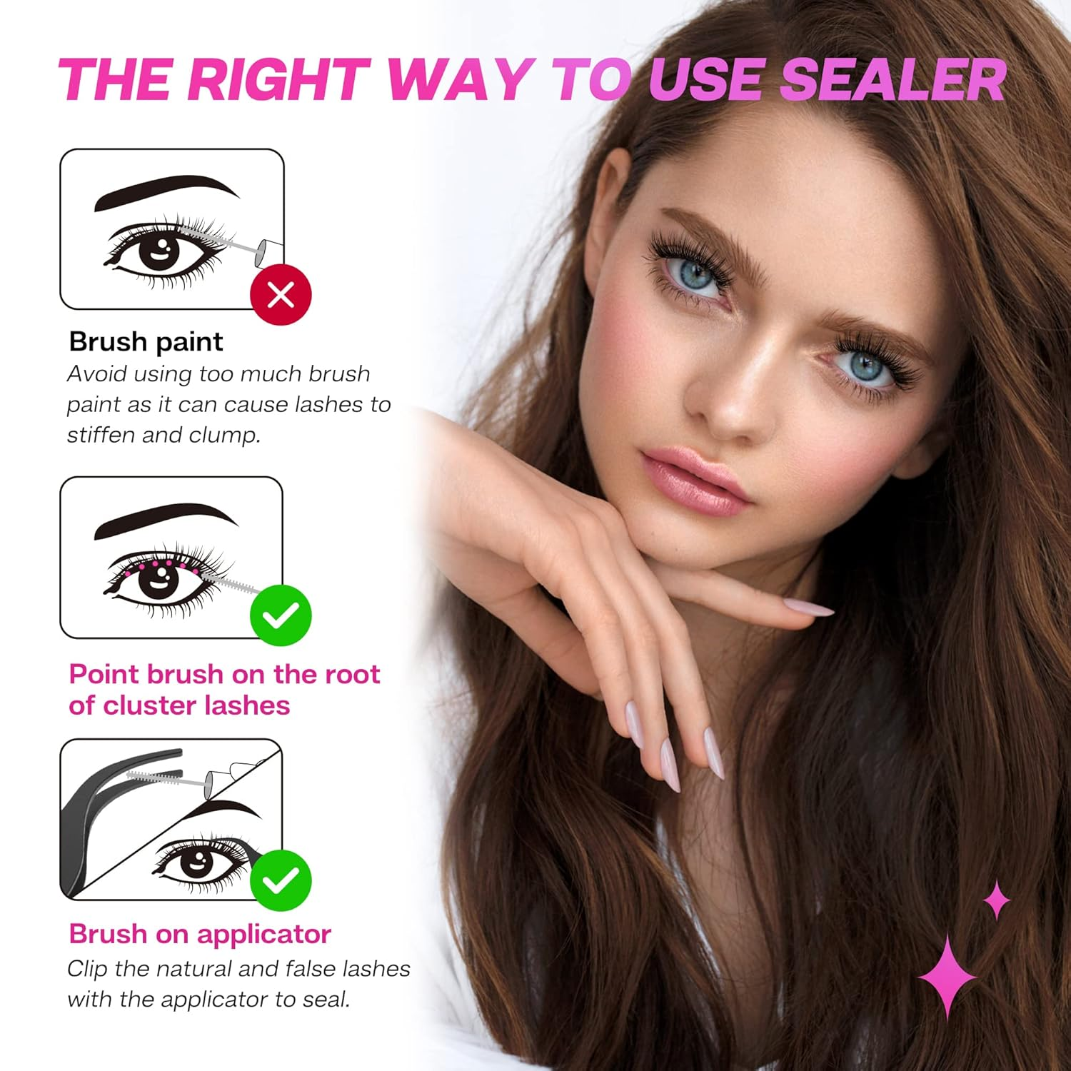 CALAILIS Cluster Lash Glue Lash Sealer and Lash Remover Kit, Super Strong Hold and Long Lasting 72 Hours Lash Bond and Seal Quick Gentle Clean Non-Irritating Lash Extension Remover image number 4