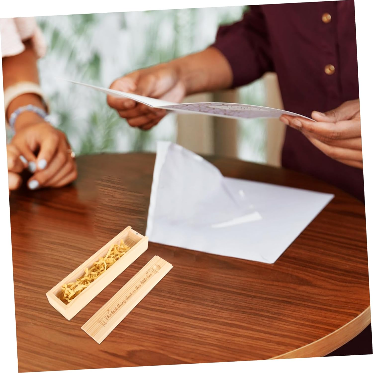 Iplusmile Wooden Pregnancy Test Keepsake Box for Newborn Announcement Lidded Storage Case for Pregnant Women Unique Shower image number 3