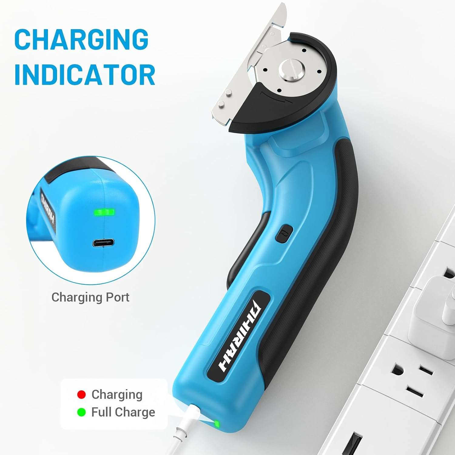 PHIRAH Cordless Cardboard Cutter, 4V Electric Scissors for Carpet and Leather, Box Cutter Tool with Safety Trigger, Powerful Rotary Cutter for Cutting Carpet, Cardboard, Leather, Paper, Plastic image number 5