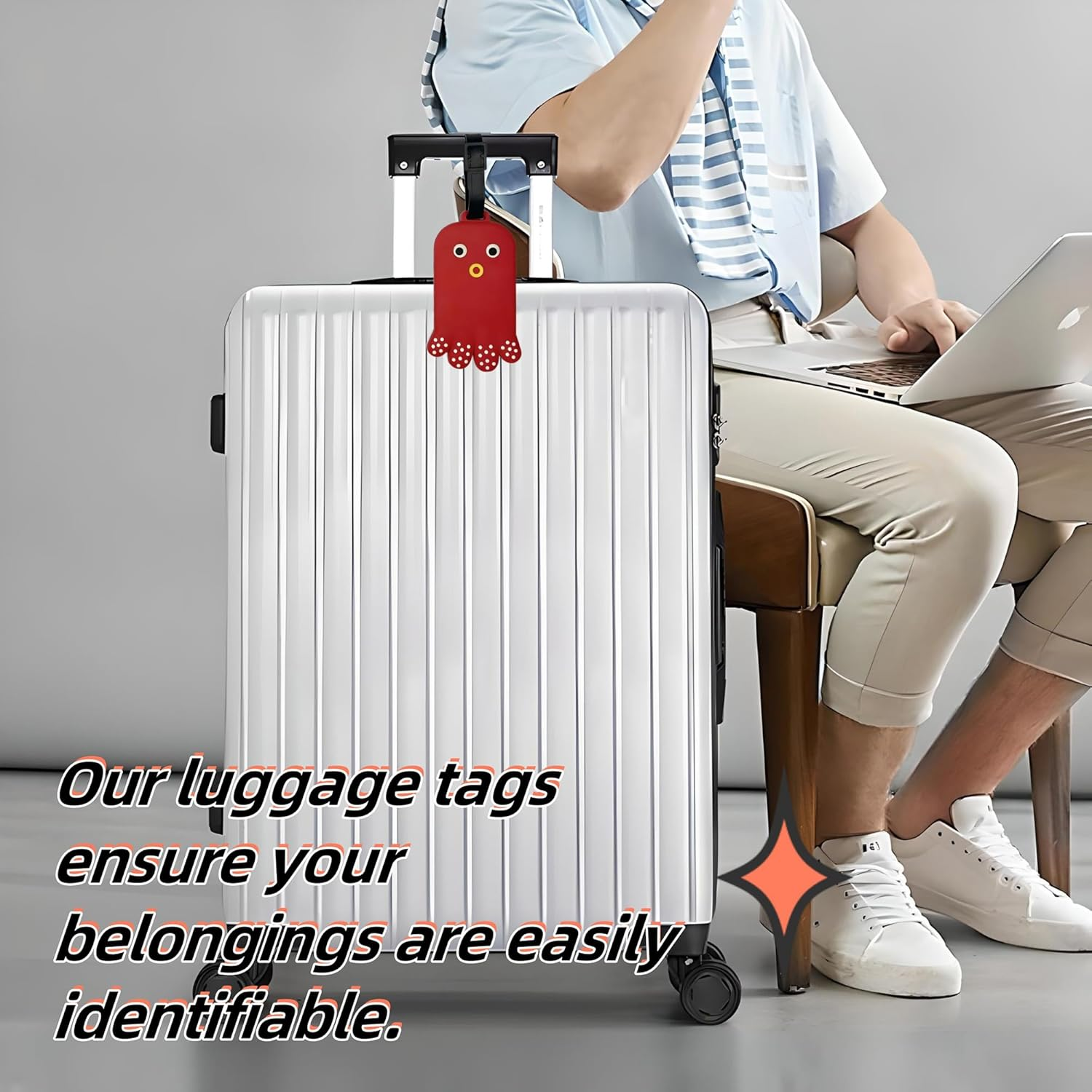 ANINIUCN Japanese Koinobori and Octopus Luggage Tags &ndash; 2-Pack Silicone ID Bag Tags for Travel Accessories &ndash; Perfect for Teens & Adults - Octopus image number 2