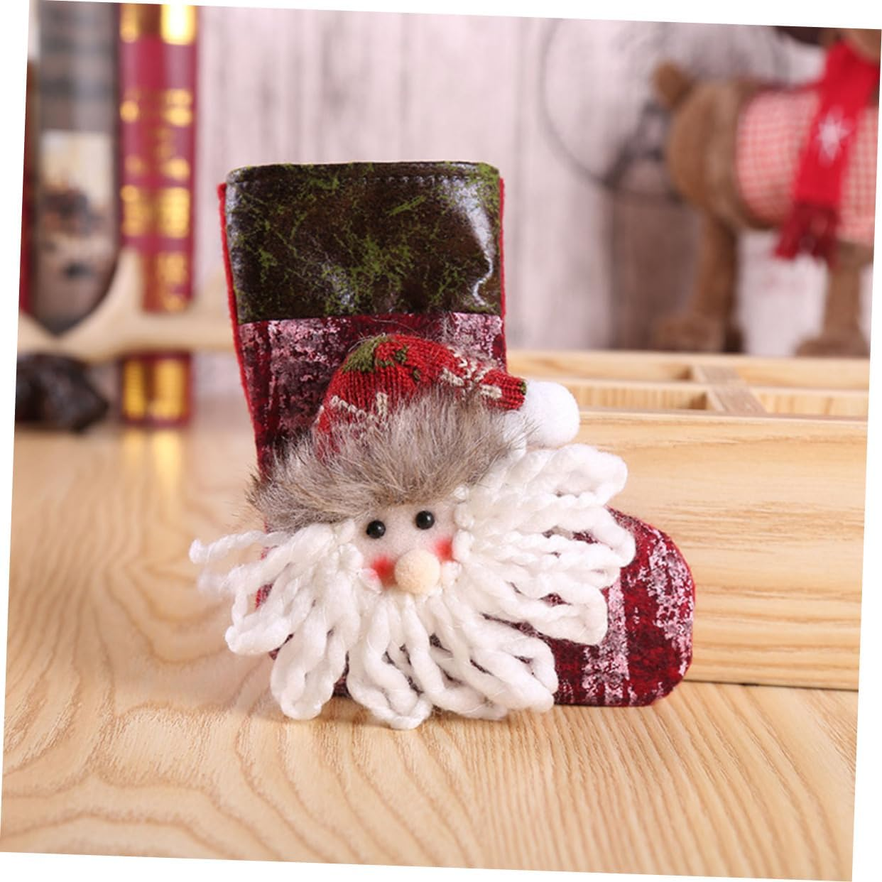 6Pcs Christmas Tree Decorations 3D Santa Claus Elk Snowman Snowflake Gift Stockings Candy Socks Holders Hanging Ornament Party Bags Random Style image number 1