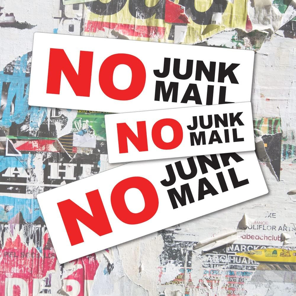 No Junk Mail Sticker Pack of 3 for Mailbox Postbox Doors image number 3