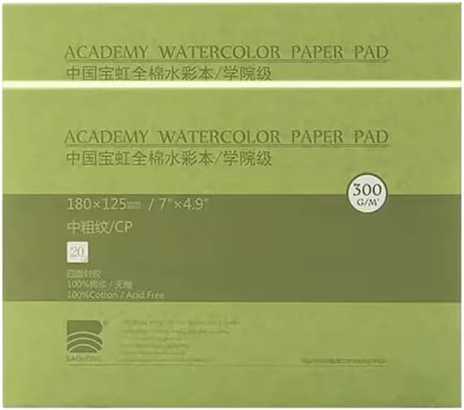 2 Pack Watercolor Paper Block, Academy Grade Watercolor Block, 100% Cotton, Acid-Free, 140LB/300GSM, Cold Press Textured, 20 Sheets per Block (Cold Press 180X125Mm) image number 2