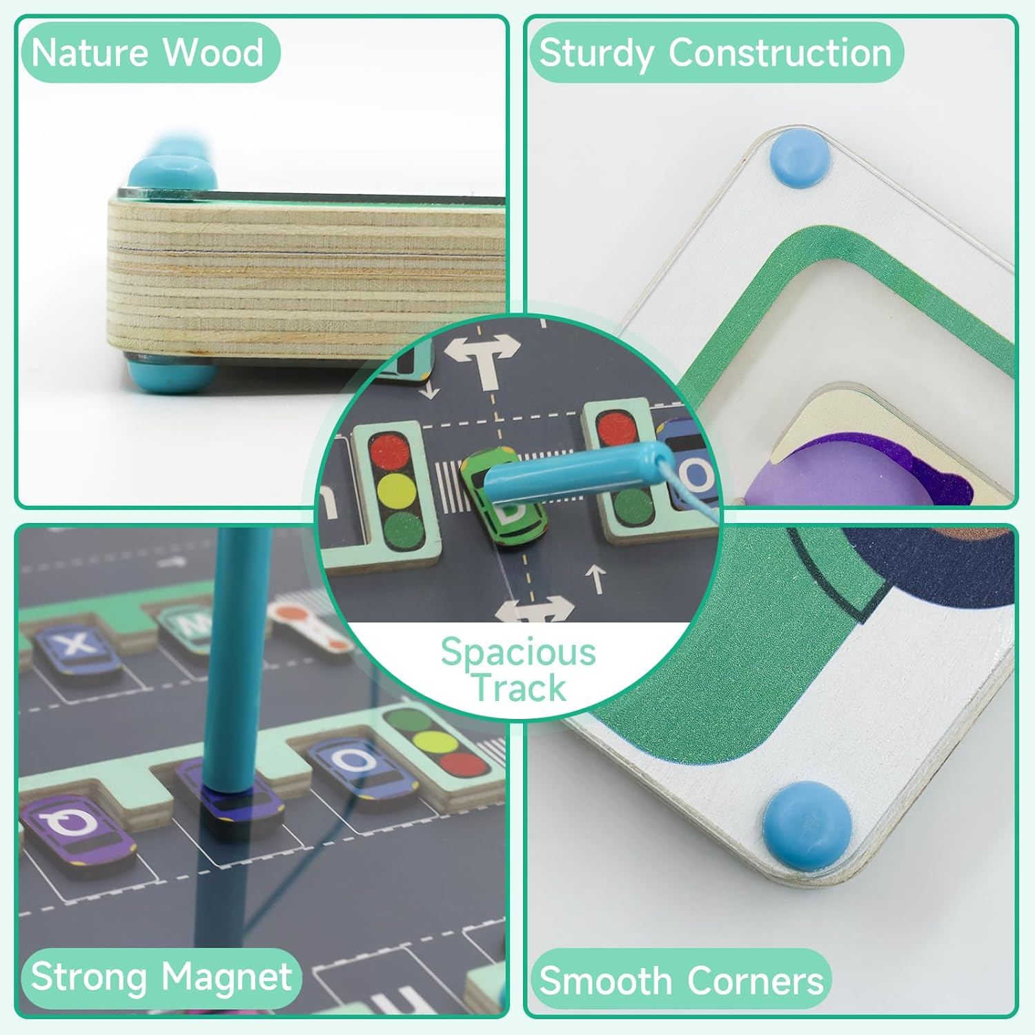 TUNJILOOL 2 in 1 Magnetic Color and Number Maze Board, Alphabet Counting Puzzle Double Sided Busy Board, Montessori Educational Toys for Kids, Fine Motor Skills Learning Toys image number 2