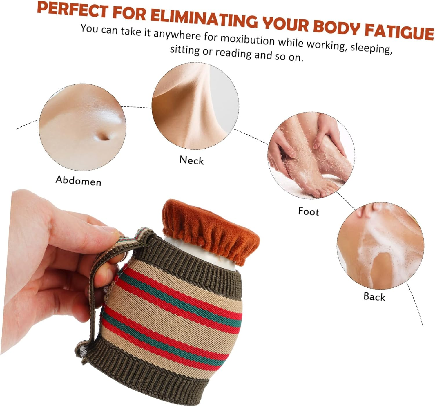 Ceramic Moxibustion Cup Household Dual Heat Insulation Moxa Burner Pot with Ash Mesh Ergonomic Handheld Therapy Tool for Full Body Scraping and Moxibustion Care