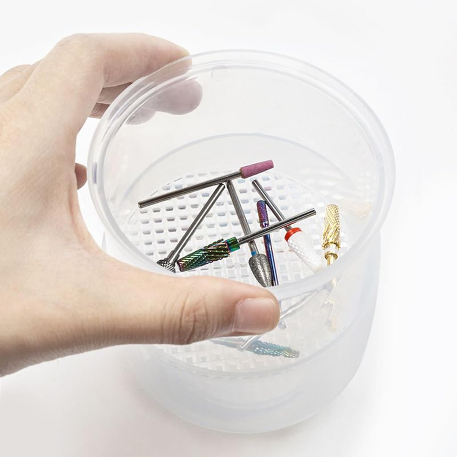 Nail Tool Sterilizing Box - Nail Tool Sterilizer Tray - Double Filter Portable Cleaning Tray for Travel Manicure Station Accessories Drill Bits Tweezer Health - Pink image number 3