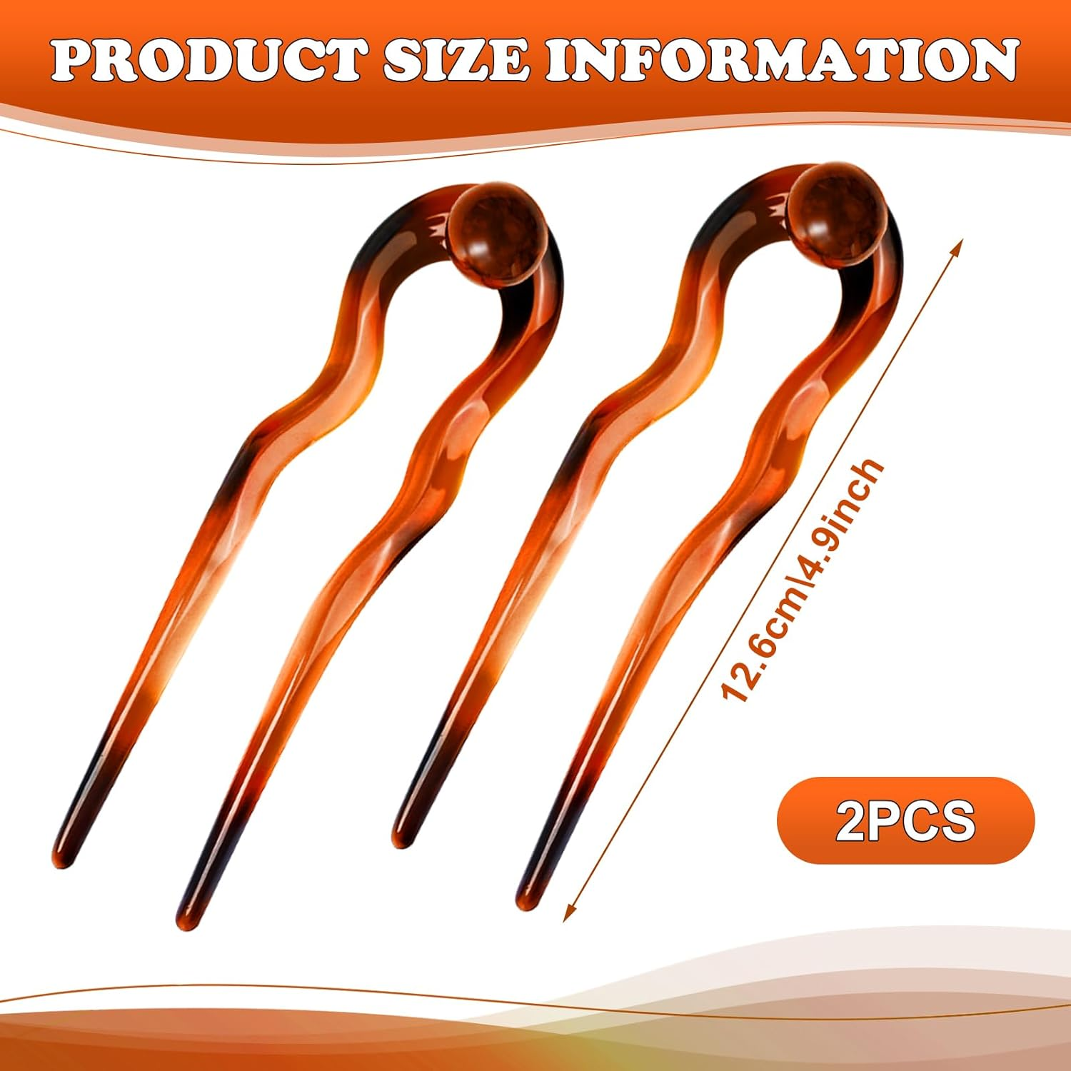 VEQENIFY Pack of 2 U Shaped Hair Pins, French Hair Pins, Large Hair Pins, French Twist Hair Pin, French Hair Pin Hair Pin Hair Pin Hair for Women, Hair Clips, Girls Hairstyle Accessories image number 1