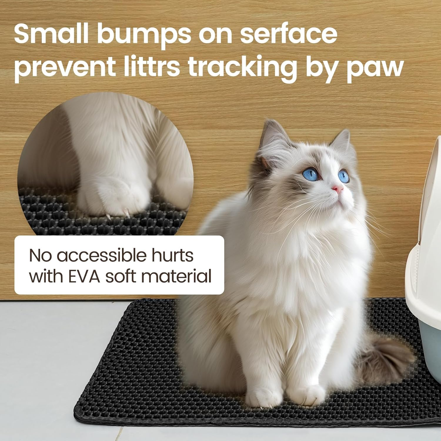 Cat Litter Tray Mat, 75 X 55 Cm Cat Litter Mat, Double Layer, Non-Slip, Waterproof Design, Cat Litter Mat, Honeycomb Mat, Cat Litter Mat, Litter Control image number 5