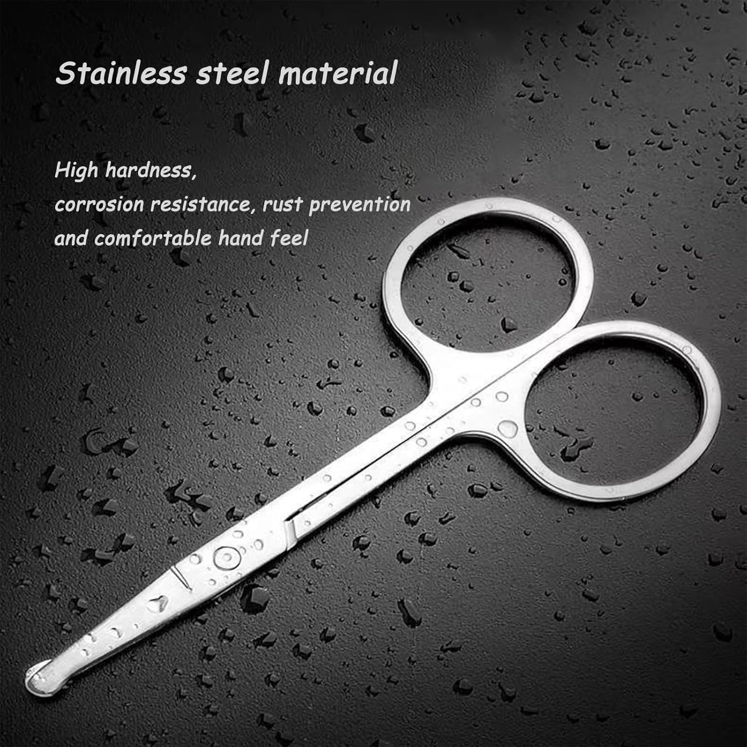 HENWUBEI 2 Pcs Stainless Steel Facial Hair Scissors Set &ndash; 2-In-1 Trimmer for Nose/Ear Hair & Beard/Mustache, Compact Travel-Friendly W/Ergonomic Grip (Men, Women, Barbers) image number 1