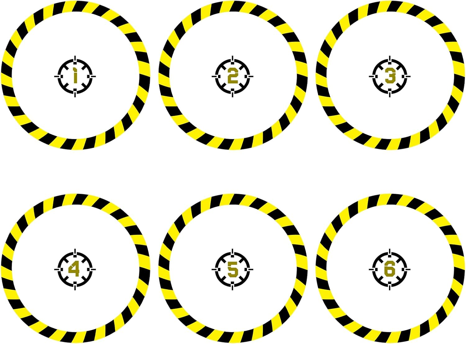 Libima 6 Pcs Objective Point Markers PVC round Objective Marker Black and Yellow Gaming Accessory, Miniature Not Included image number 3