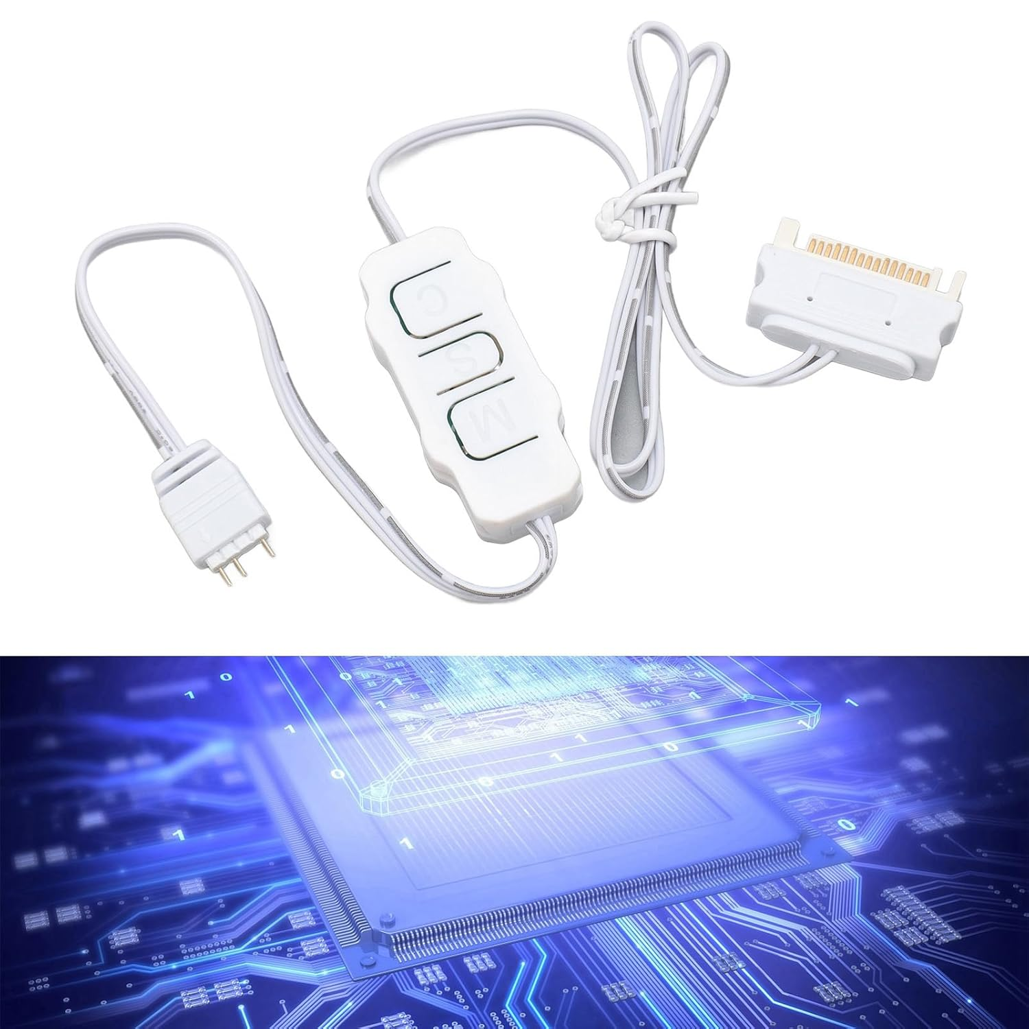 ARGB Controller, Power Supply 5V 3 Pin Professional Stable Performance ARGB Light Stripe Controller for DIY ARGB Devices for Air Cooled Radiators (White)