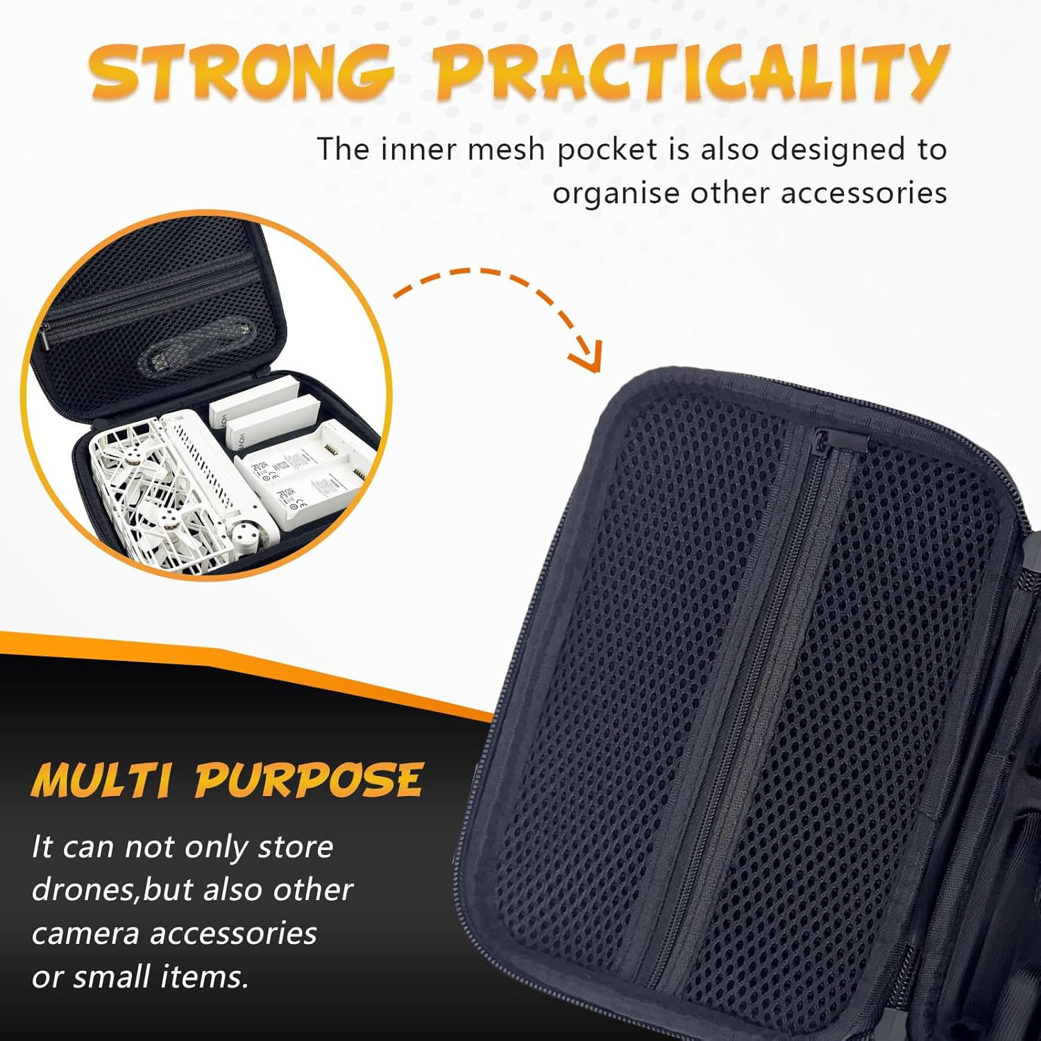 Black Camera Cases for Hoverair X1 Drone - Store Drone, Charger, and 2 Batteries - X1 Drone Bag for Hover X1 Camera Drone with Smart Hoverair X1 Case and Carrying Strap Fits Hover Air X1 Drone image number 2