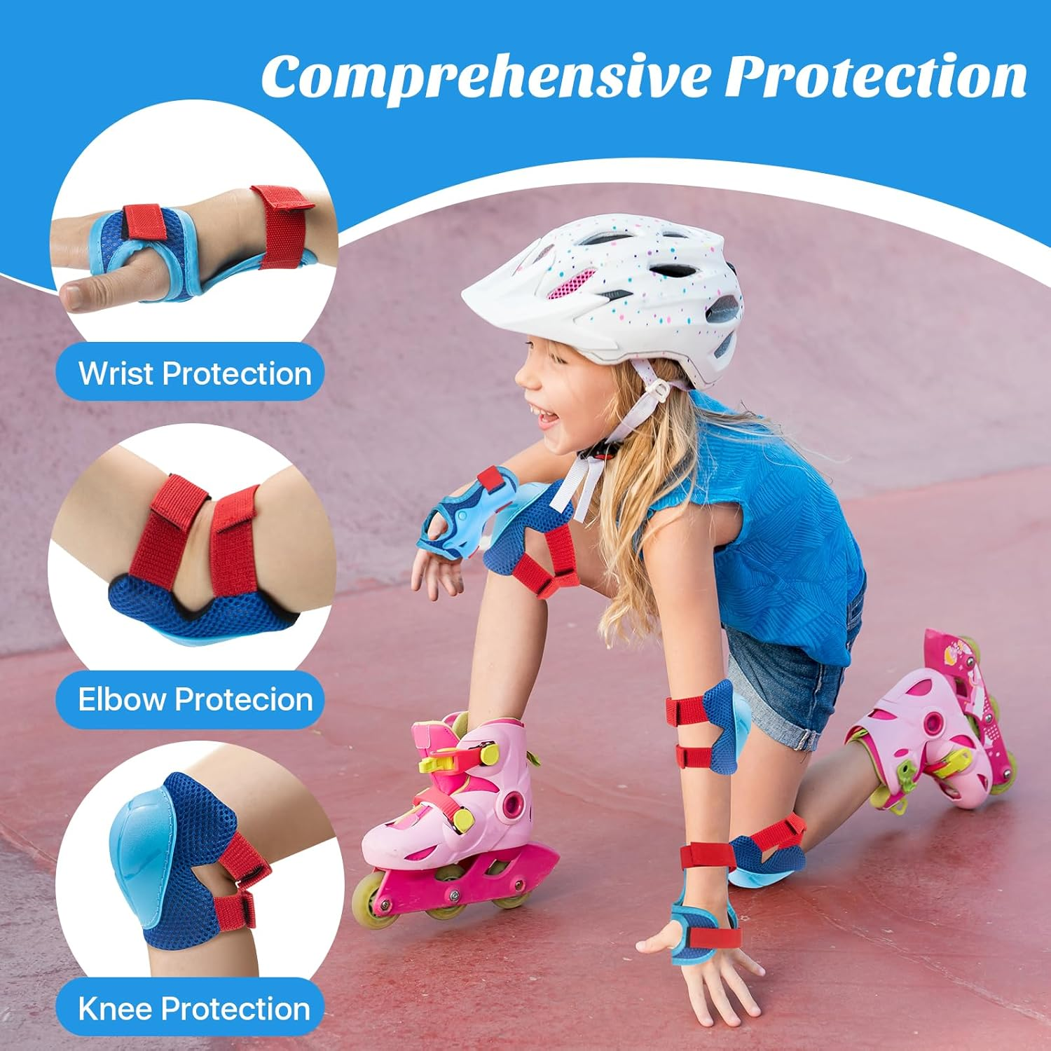 CKE Kids/Youth Knee Pad Elbow Pads Guards for Boys Girls 2-14 Year Old Kids Protective Gear Set for Skating Cycling Bike Rollerblading Scooter image number 1