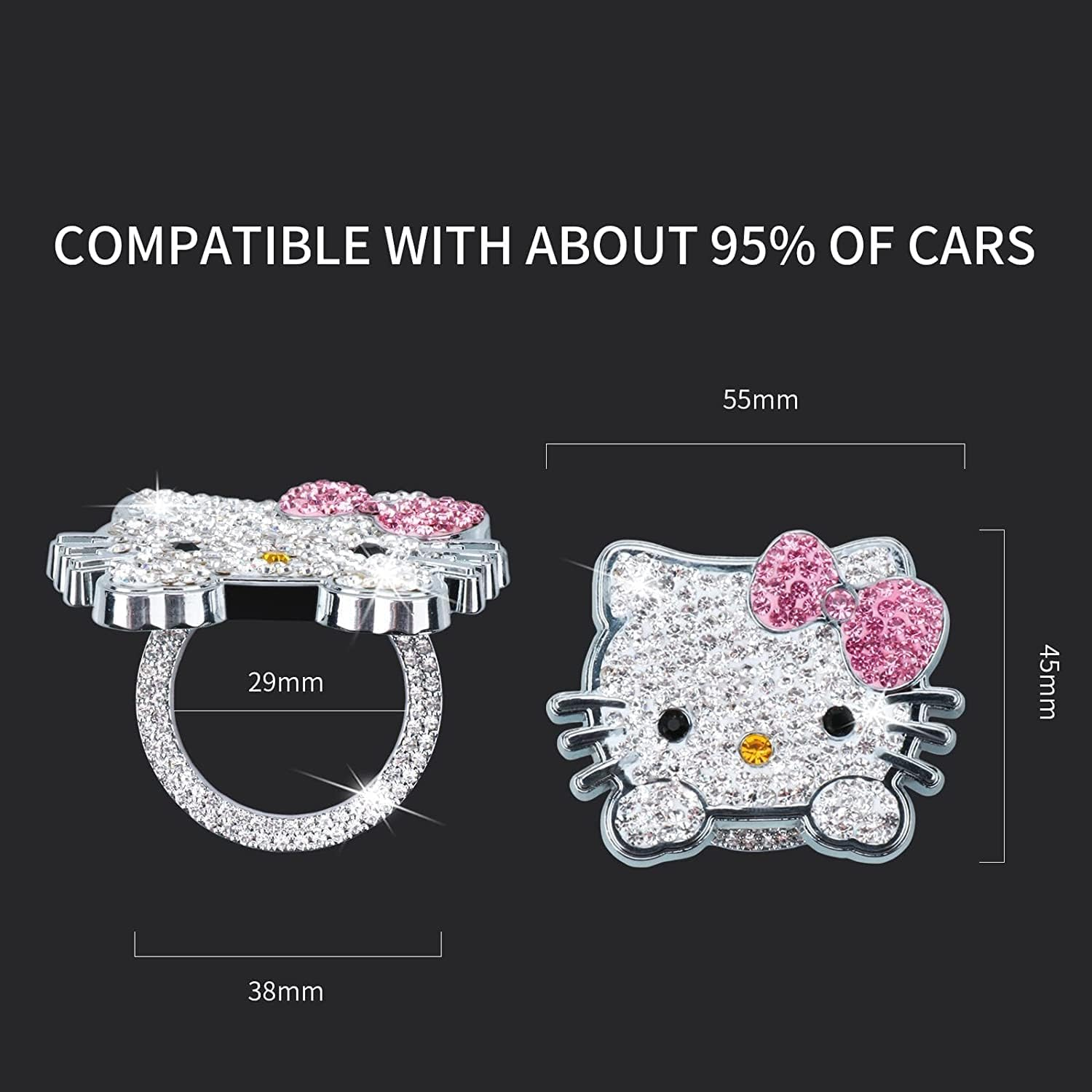 Bling Car Push to Start Button Cover Accessories, Cute Car Accessories for Women, Crystal Rhinestone Car Engine Start Stop Button Cover, Pink Car Decal for Women, Girly Car Decoration Interior Sticker image number 2