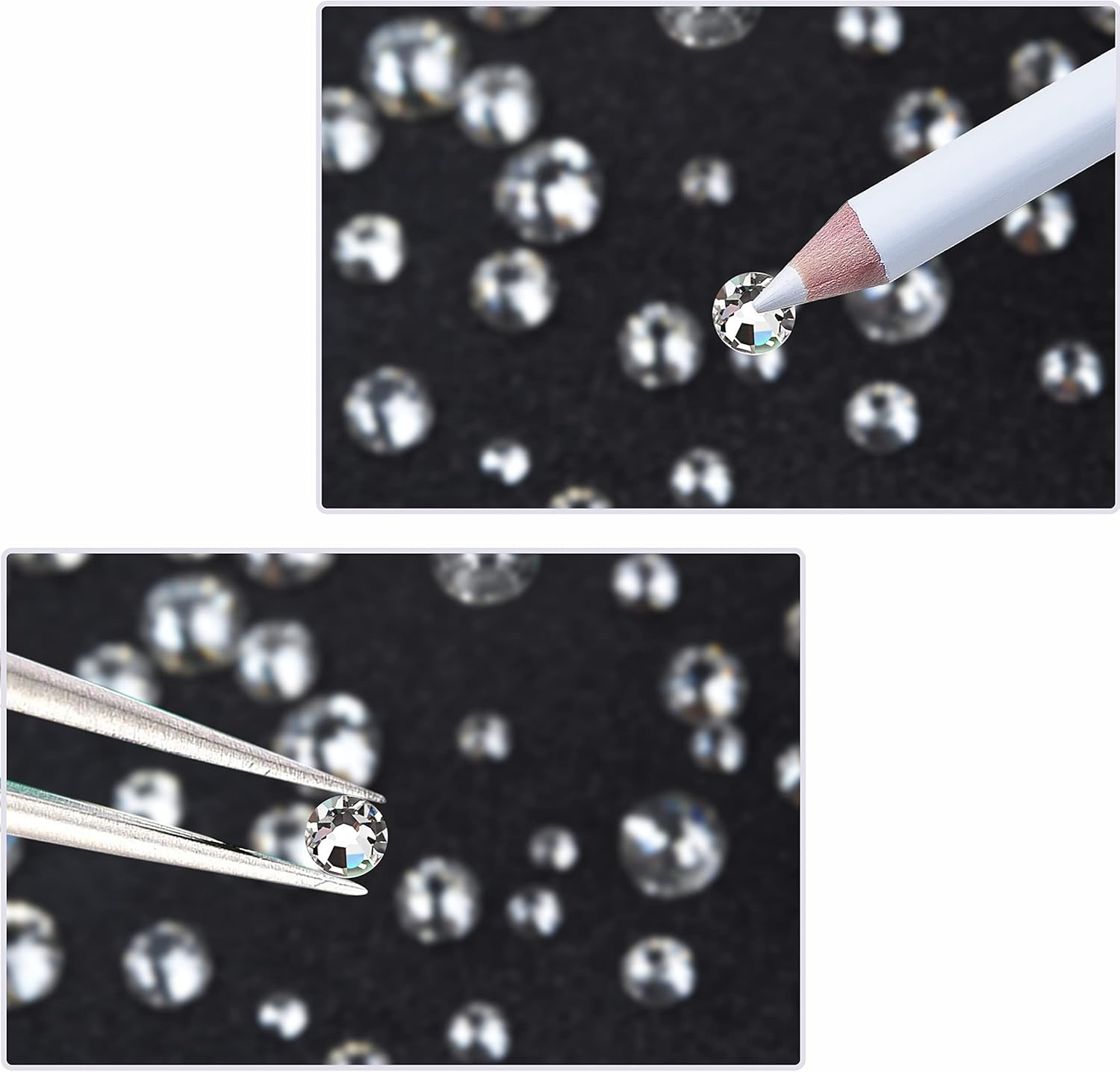 Rhinestones,3150Pcs Clear Nail Gems Silver Face Jewels Tooth Eye Gems-Tiny Glass Nail Diamonds Stone Flatback-Small White Crystals Rhinestone for Acrylic Nails-Craft Gems with Wax Pen HINABTRU image number 1