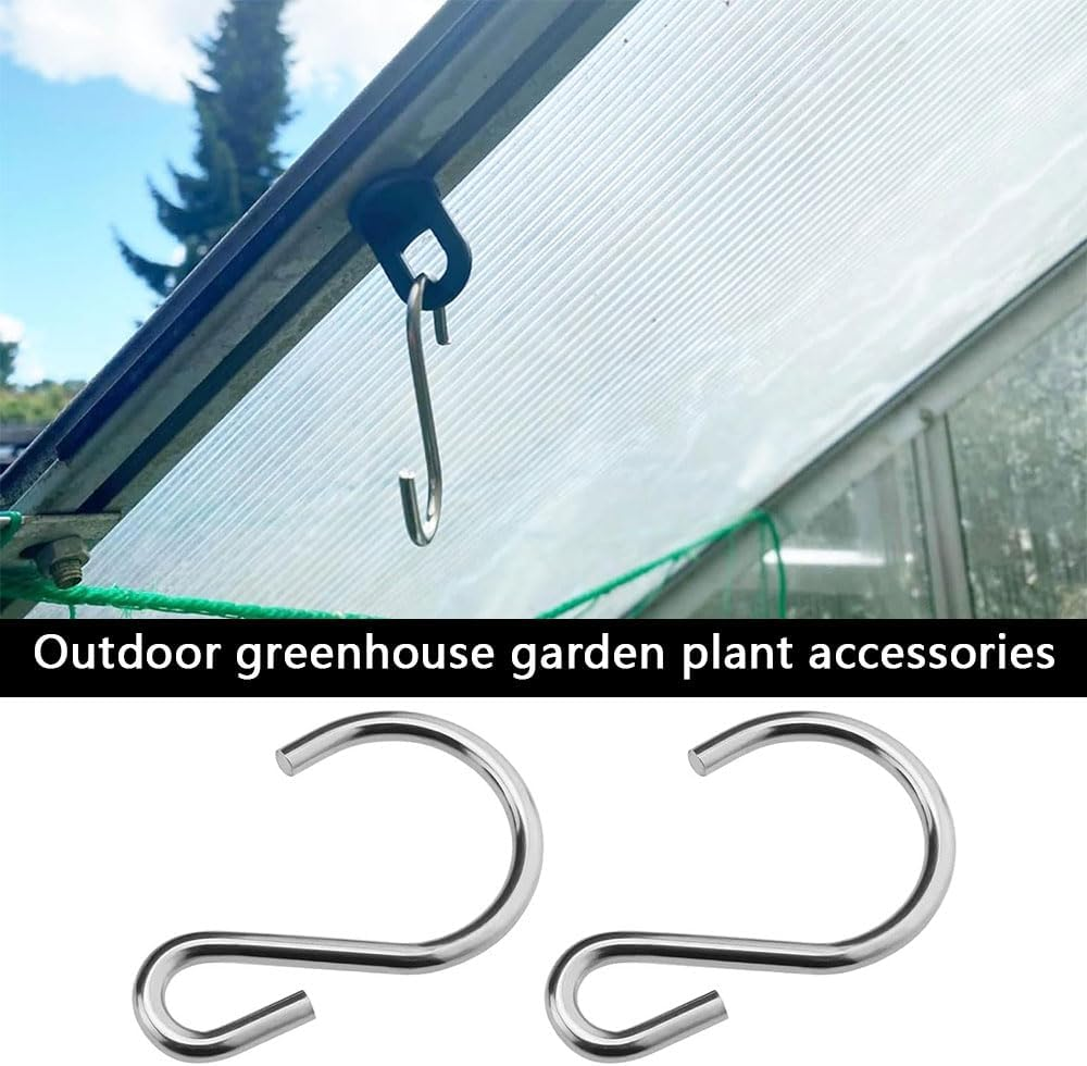 50-Pack Greenhouse Hooks and Twist Clips with S-Shaped Hangers &ndash; for Outdoor Garden, Netting, Shading, and Hanging Pots &ndash; Durable Plastic & Stainless Steel Fixing Clamps image number 1