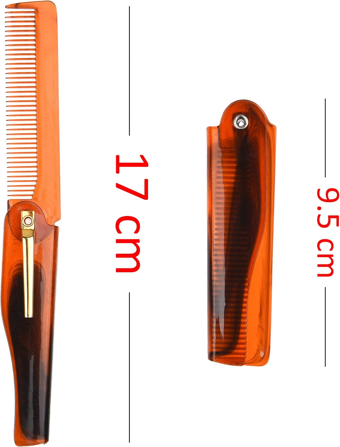 Kare & Kind Folding Pocket Comb for Men - 4 Pc Fine Tooth Comb (2 Brown and 2 Black Set) - for Styling Hair, Mustache, Beard - Men'S Grooming - Ideal Gift image number 4