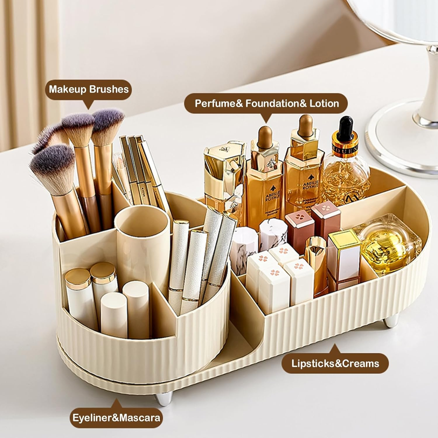 Makeup Organizer Countertop Rotating Makeup Organizer for Vanity Large Capacity Cosmetic Display Case with Makeup Brush Holder Cosmetic Organizer Countertop image number 4