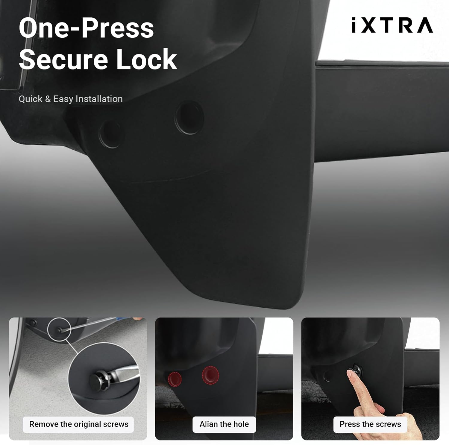 Ixtra Mud Flaps for Tesla Model Y Juniper Accessories 2025&ndash;2026, All-Weather TPE Splash Guards, No-Drill Easy Install, Anti-Scratch Paint Protection Fender Kit (Set of 4) (2025-2026 Model Y Juniper) image number 3