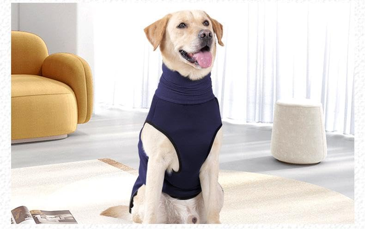 Dog Anxiety Shirt Calming Jacket with Hoodie Dog Ears Cover 2 in 1, Dog Anxiety Jacket with Ear Wrap for Travel Vet Visits Separation Anxiety Relief, Calming Shirt Wrap (Navyblue, XL) image number 1