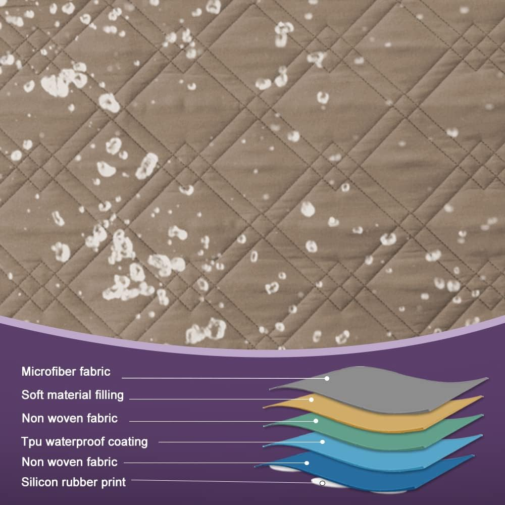 H.VERSAILTEX 100% Waterproof Couch Covers Machine Washable Sofa Cover for Dogs/Pets/Kids Couch Protector Waterproof Non-Slip Backing Sofa Slipcover for Pets (3 Seater, Taupe) image number 7