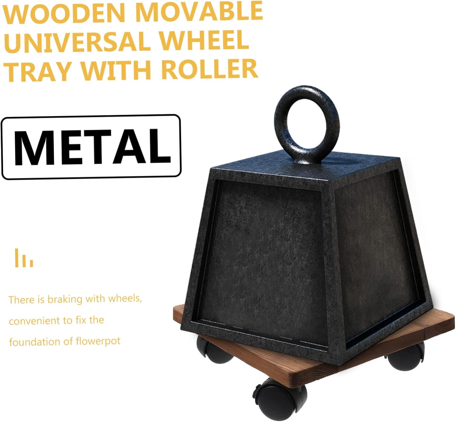 Movable Flowerpot Tray Wooden Plant Pot Tray Wheels for Indoor Plant Pot Stand Hollow Design for Flower image number 1