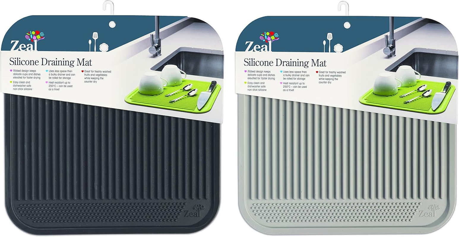 Zeal Silicone Easy Clean, Kitchen Draining Board Mat, French Grey, 31 Cm, One Size