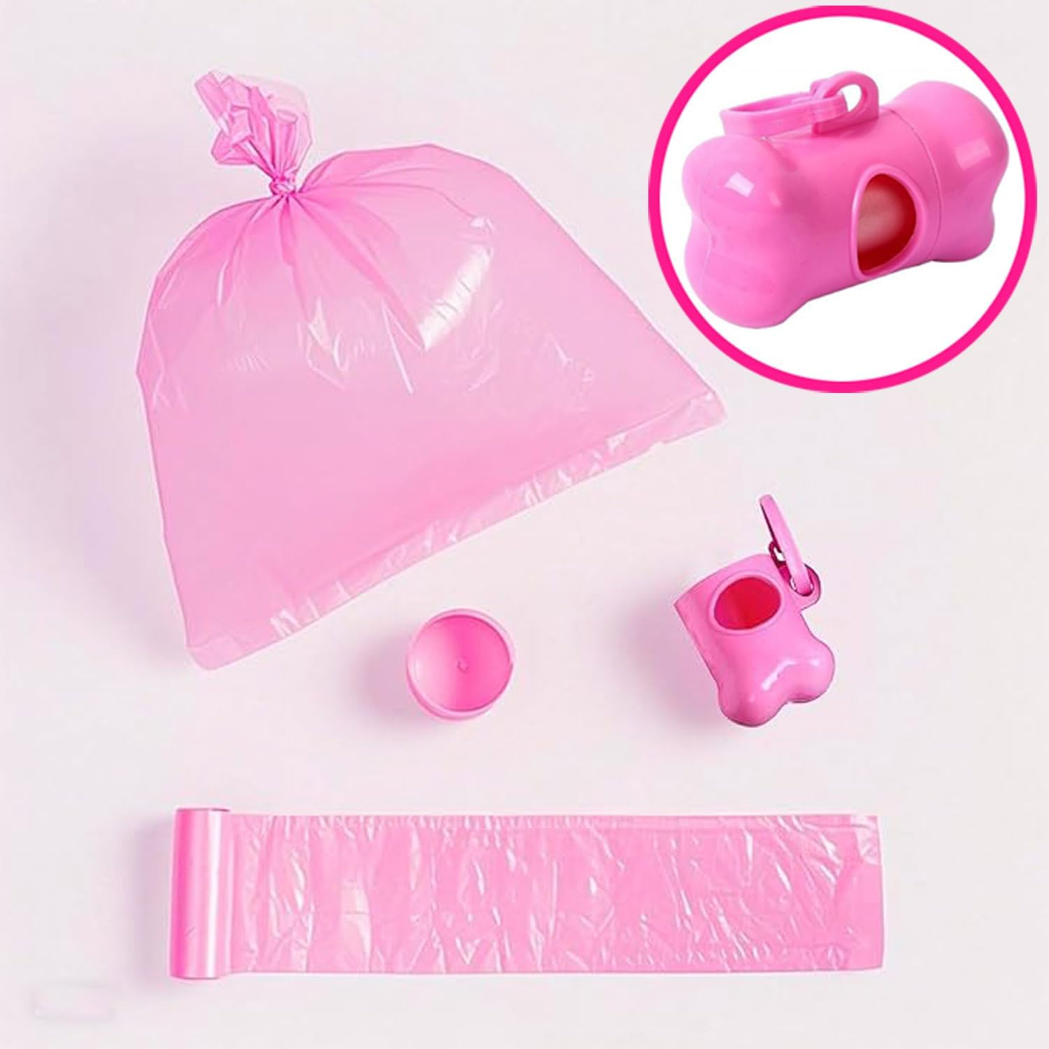 Amaezorx 1 Pcs Dog Waste Bag Dispenser with Carabiner Clip - Leak-Proof Poop Bag Holder for Dog Leashes, Portable Pet Waste Disposal Accessories Includes 1 Roll (Pink) image number 5