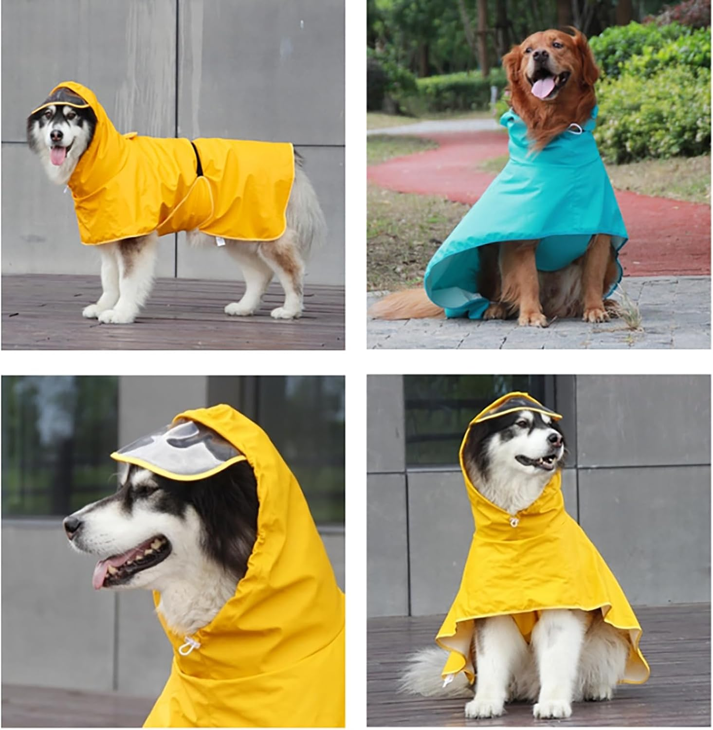 IUOUTG Waterproof Dog Raincoats with Hood Breathable Adjustable Dog Rain Jacket with Leash Hole Snowproof Windproof Dog Poncho Pet Coat for Large Medium Dogs image number 4
